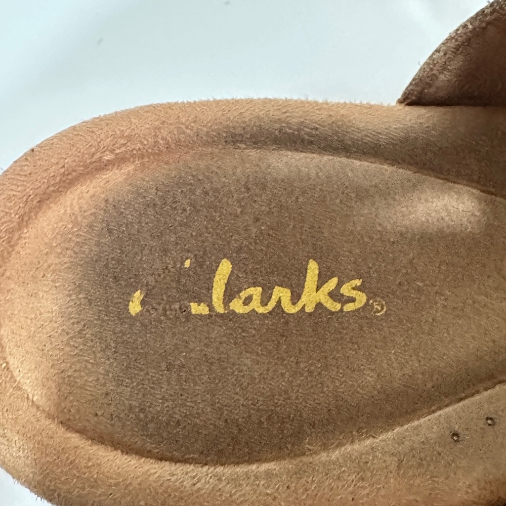 Clarks Womens Eleri Rae Leather Criss Cross Shoes Size 9 Cork Wedge Heel Sandals - Picture 10 of 13